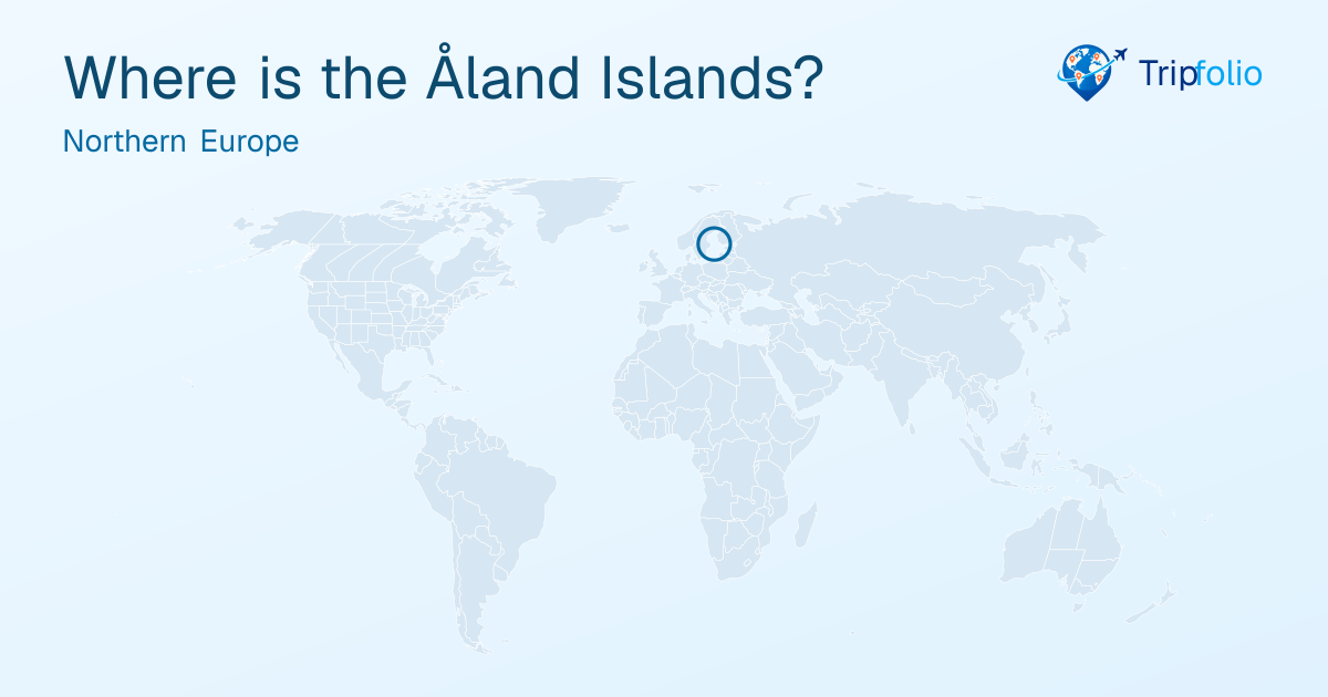 World map with the Åland Islands highlighted in green and circled