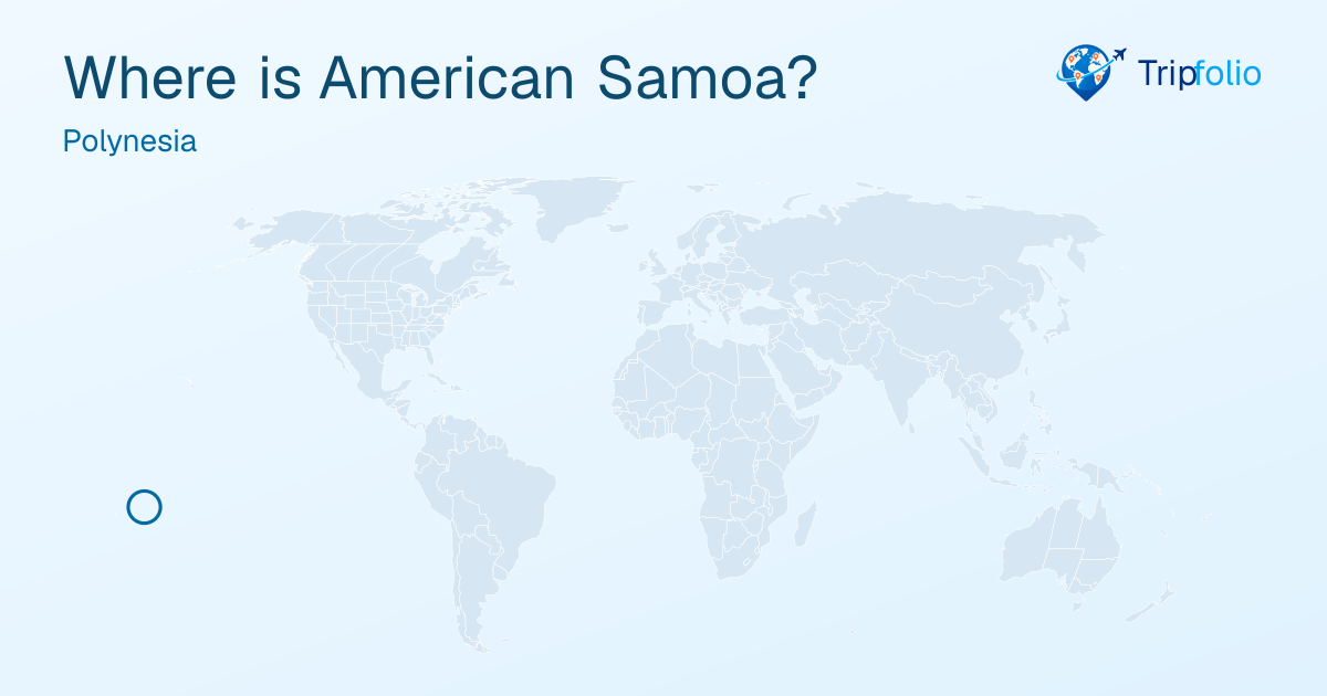 World map with American Samoa highlighted in green and circled