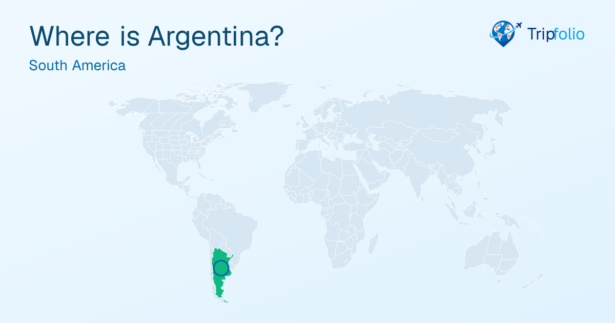 World map with Argentina highlighted in green and circled