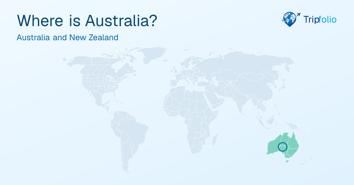 World map with Australia highlighted in green and circled