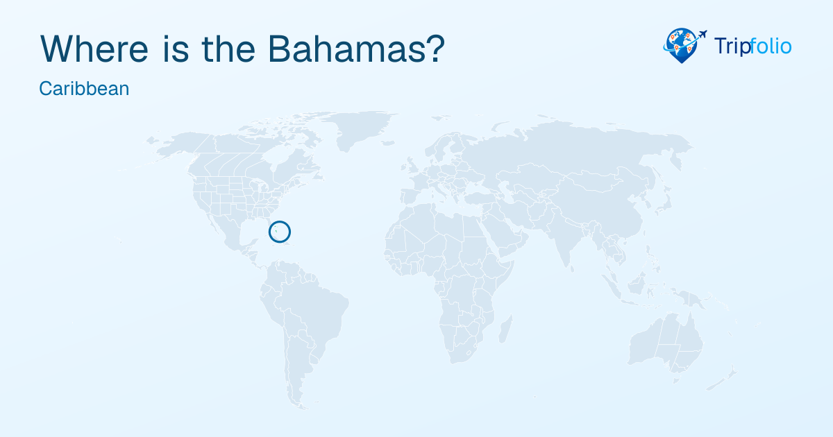 World map with the Bahamas highlighted in green and circled