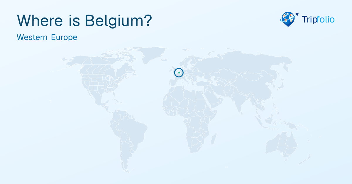 World map with Belgium highlighted in green and circled
