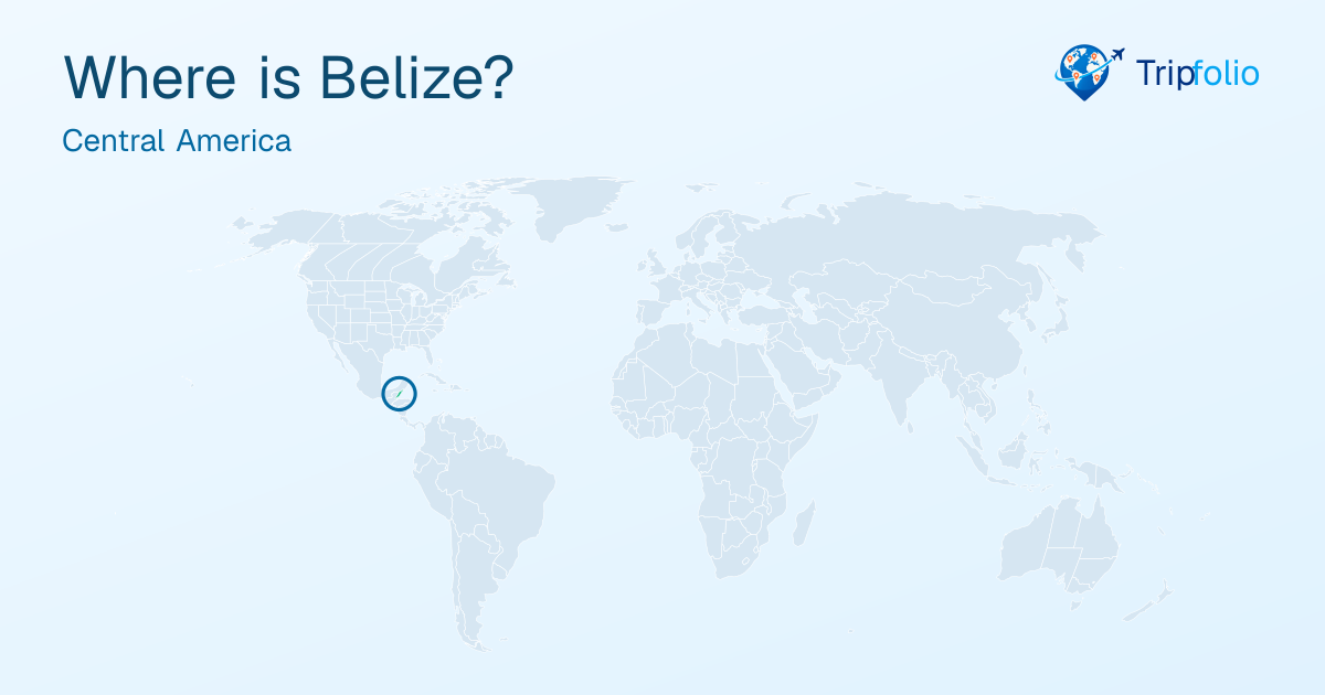 World map with Belize highlighted in green and circled