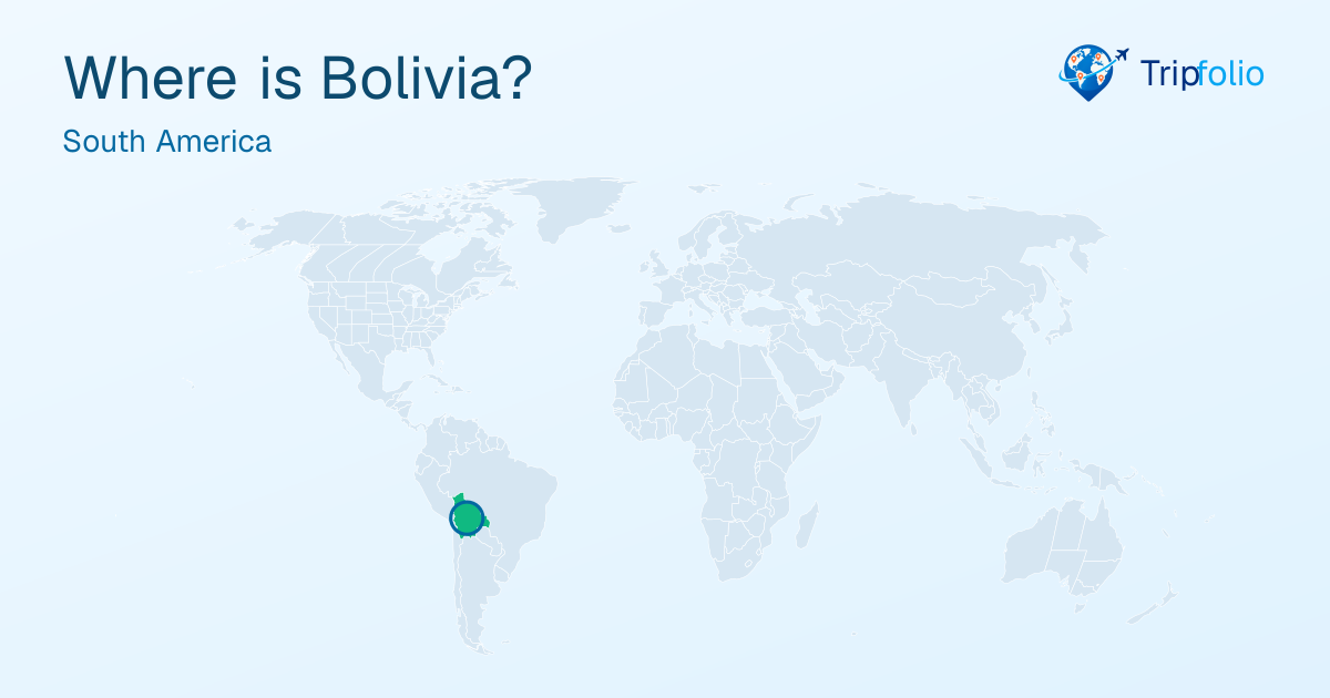 World map with Bolivia highlighted in green and circled