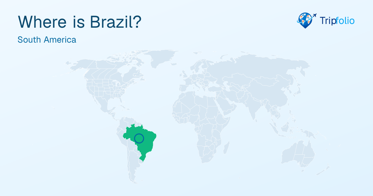 World map with Brazil highlighted in green and circled