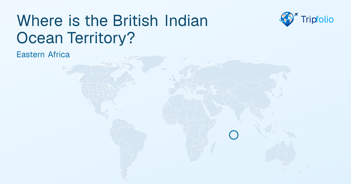 World map with the British Indian Ocean Territory highlighted in green and circled