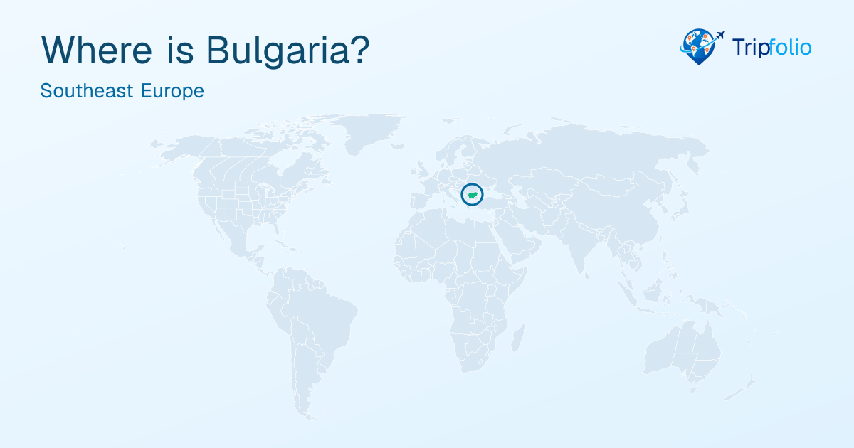 World map with Bulgaria highlighted in green and circled