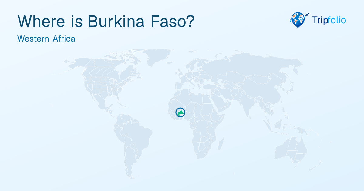 World map with Burkina Faso highlighted in green and circled