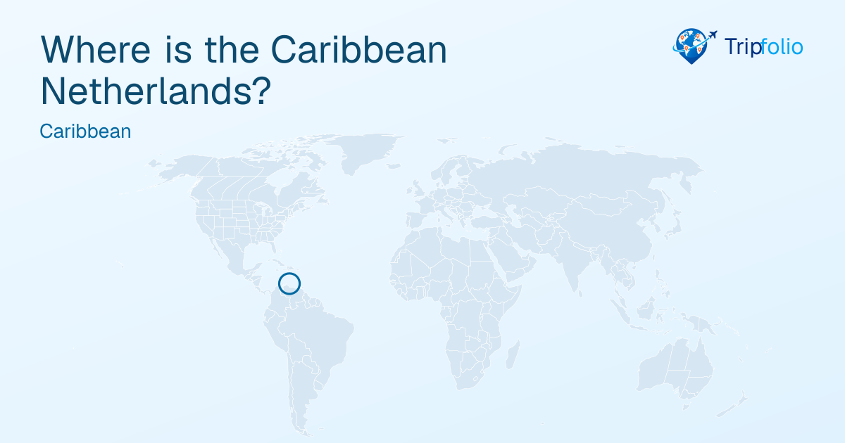 World map with the Caribbean Netherlands highlighted in green and circled
