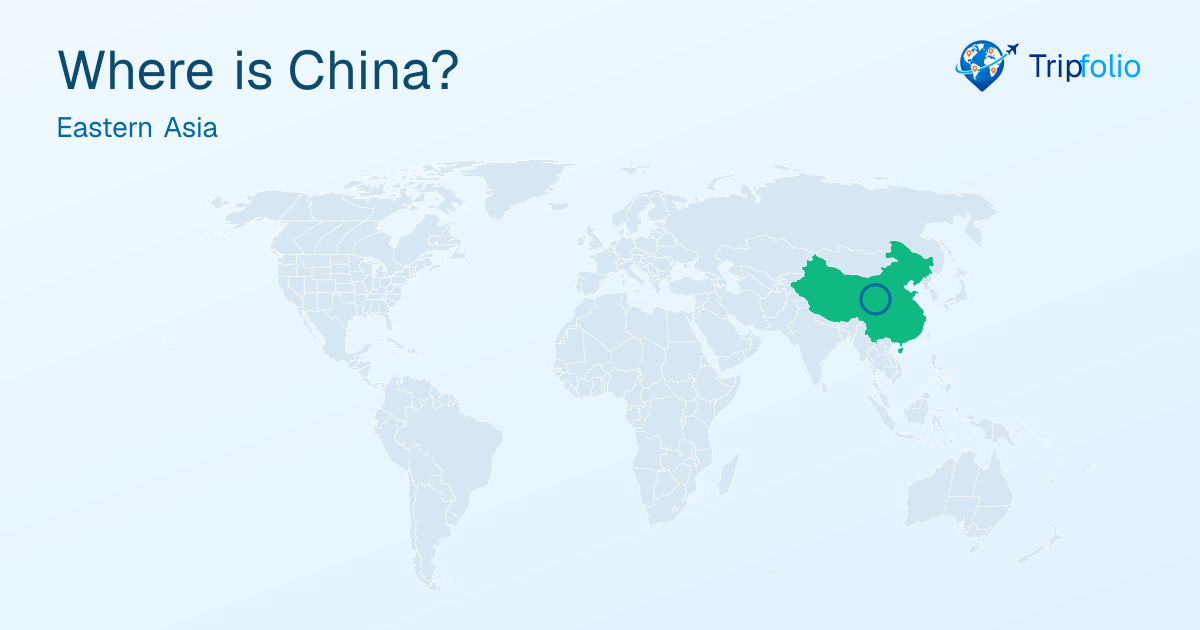 World map with China highlighted in green and circled