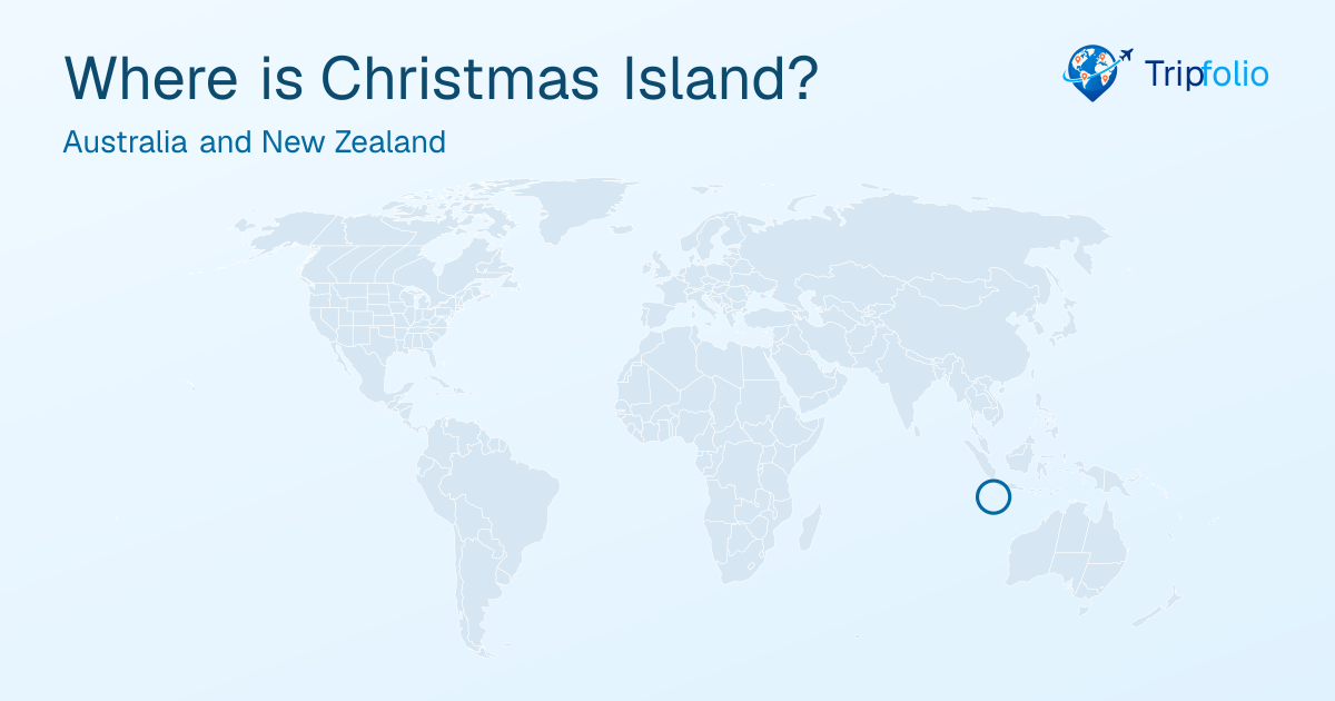 World map with Christmas Island highlighted in green and circled