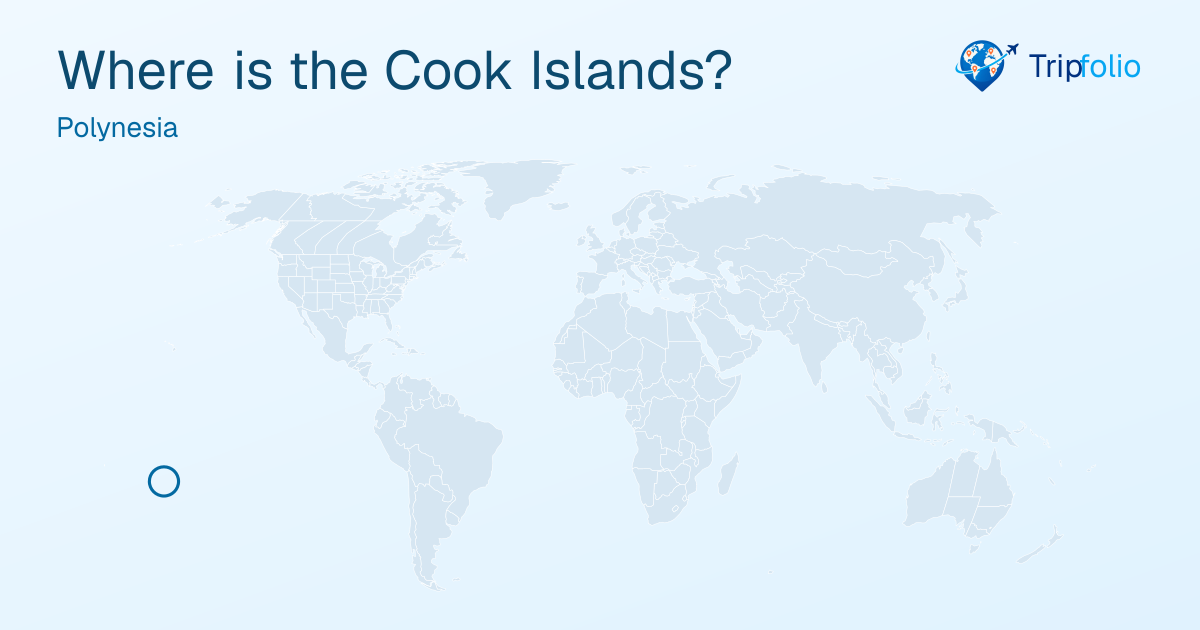 World map with the Cook Islands highlighted in green and circled