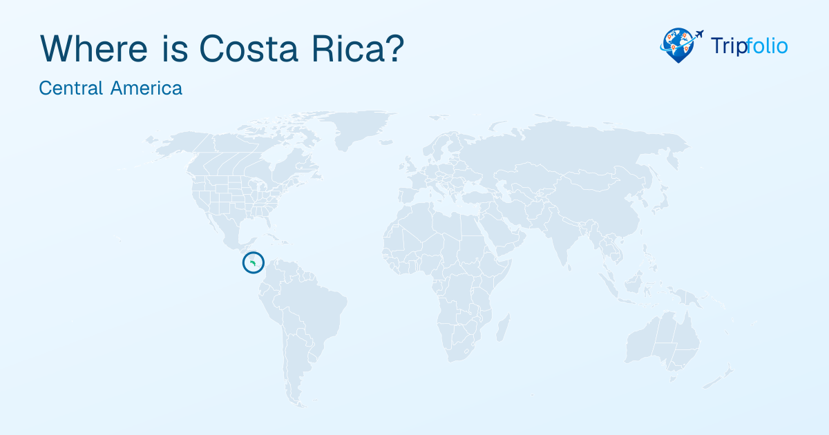 World map with Costa Rica highlighted in green and circled