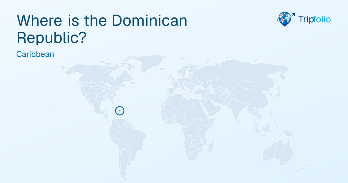 World map with the Dominican Republic highlighted in green and circled