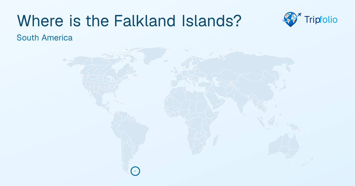 World map with the Falkland Islands highlighted in green and circled