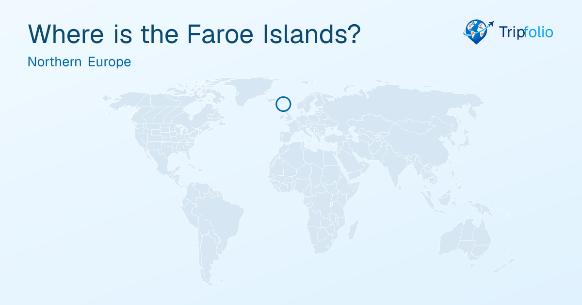 World map with the Faroe Islands highlighted in green and circled