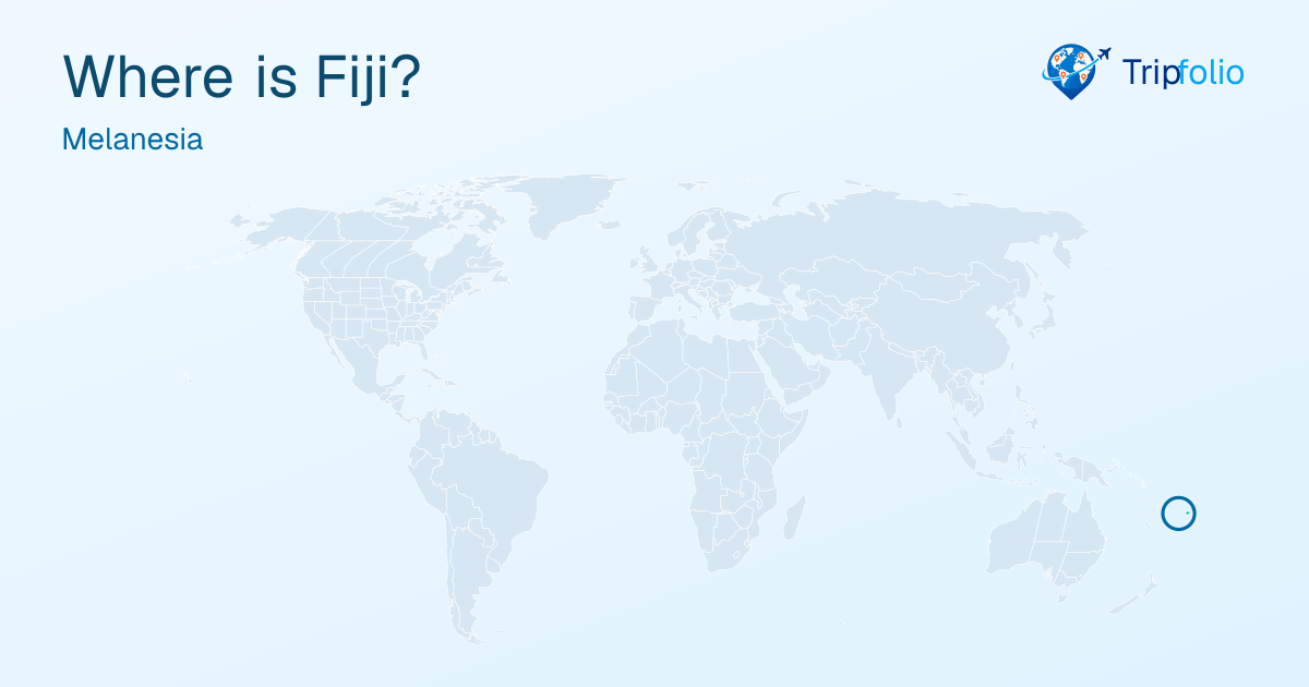 World map with Fiji highlighted in green and circled