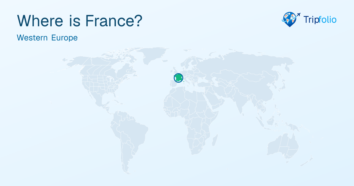 World map with France highlighted in green and circled