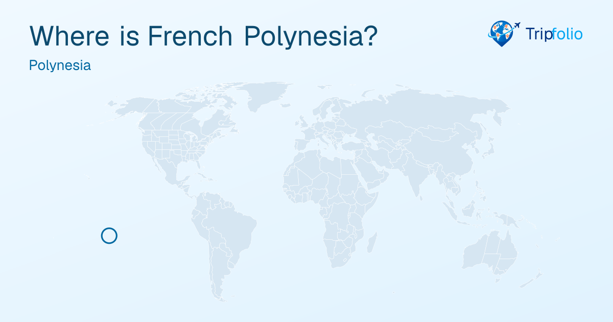 World map with French Polynesia highlighted in green and circled