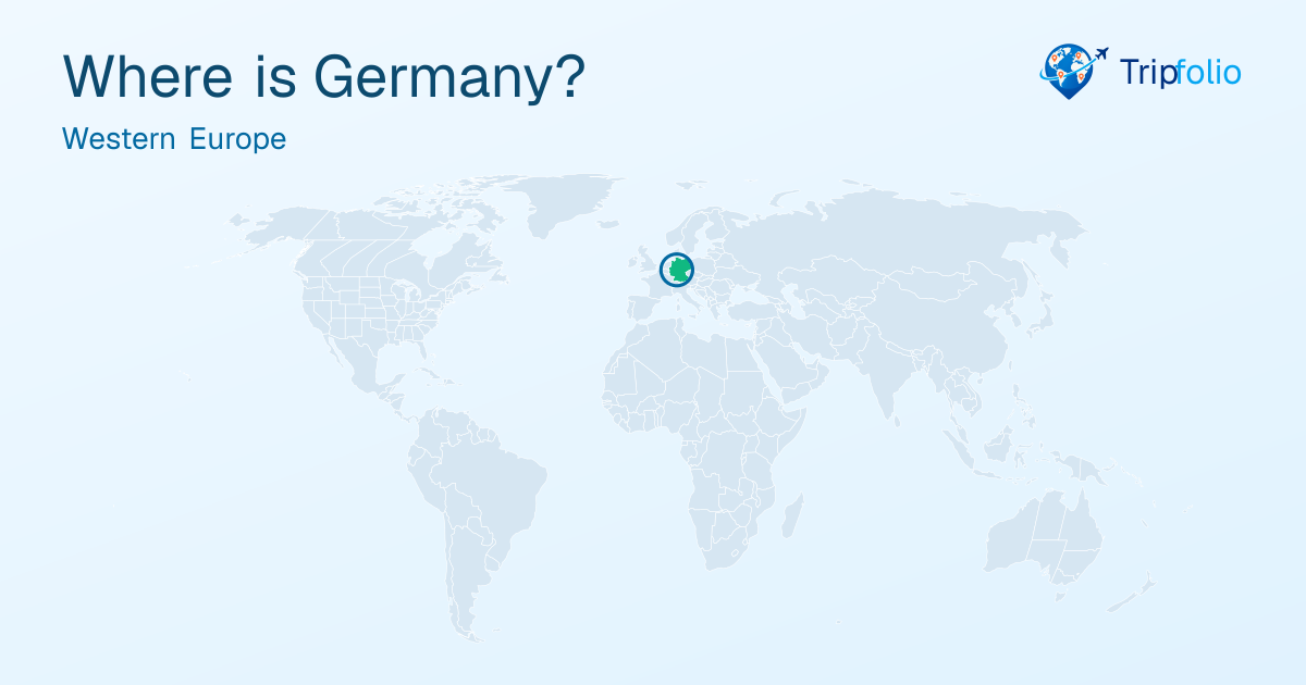 World map with Germany highlighted in green and circled