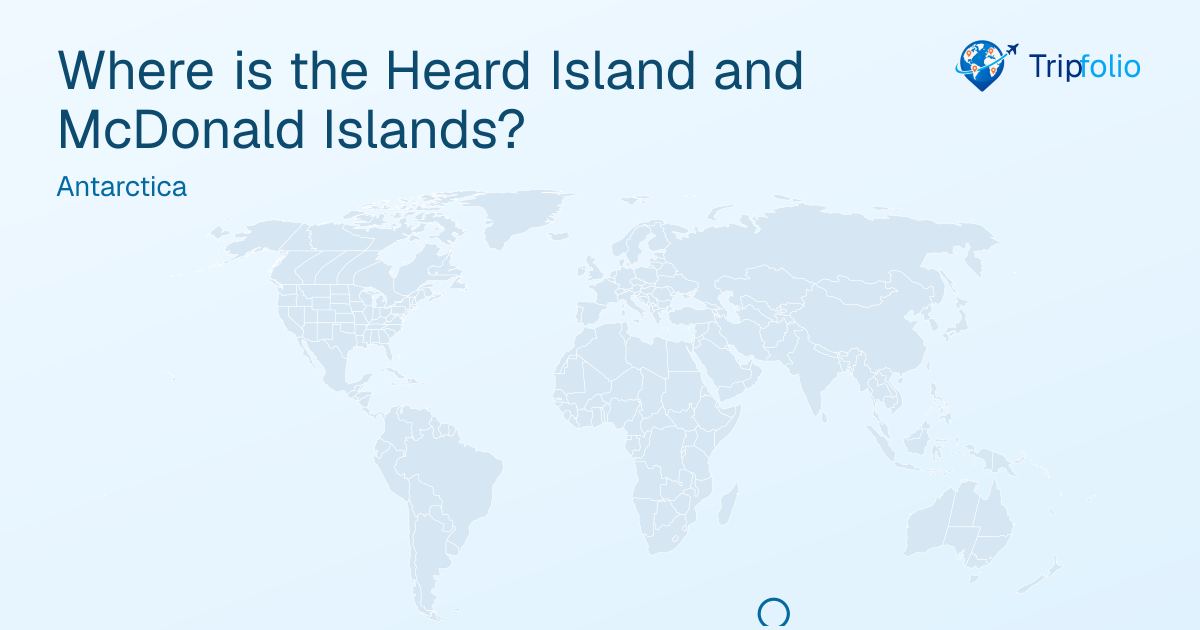 World map with the Heard Island and McDonald Islands highlighted in green and circled