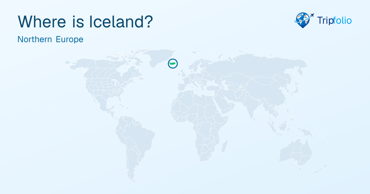 World map with Iceland highlighted in green and circled
