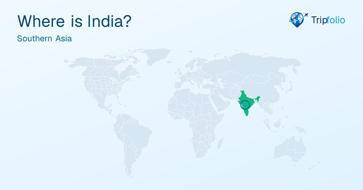 World map with India highlighted in green and circled