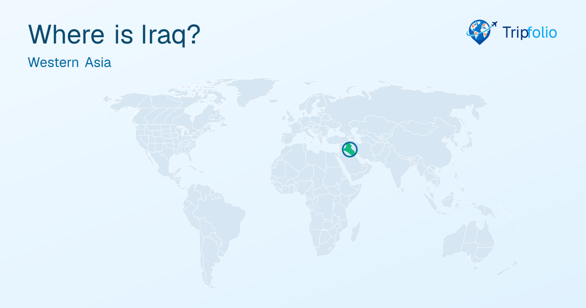 World map with Iraq highlighted in green and circled