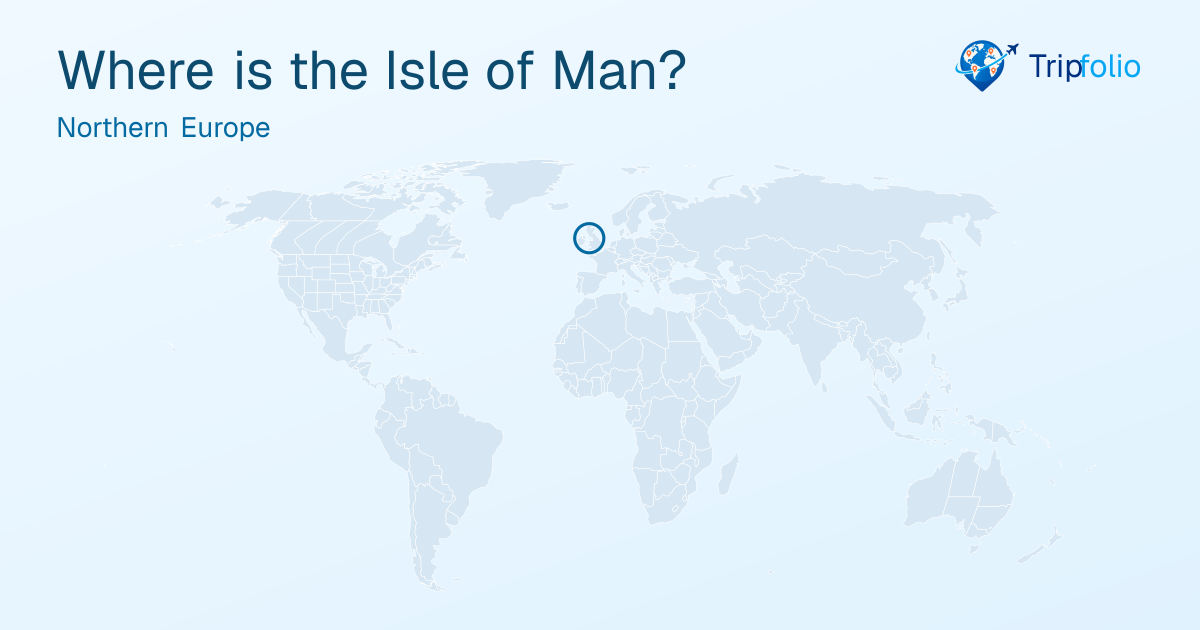 World map with the Isle of Man highlighted in green and circled