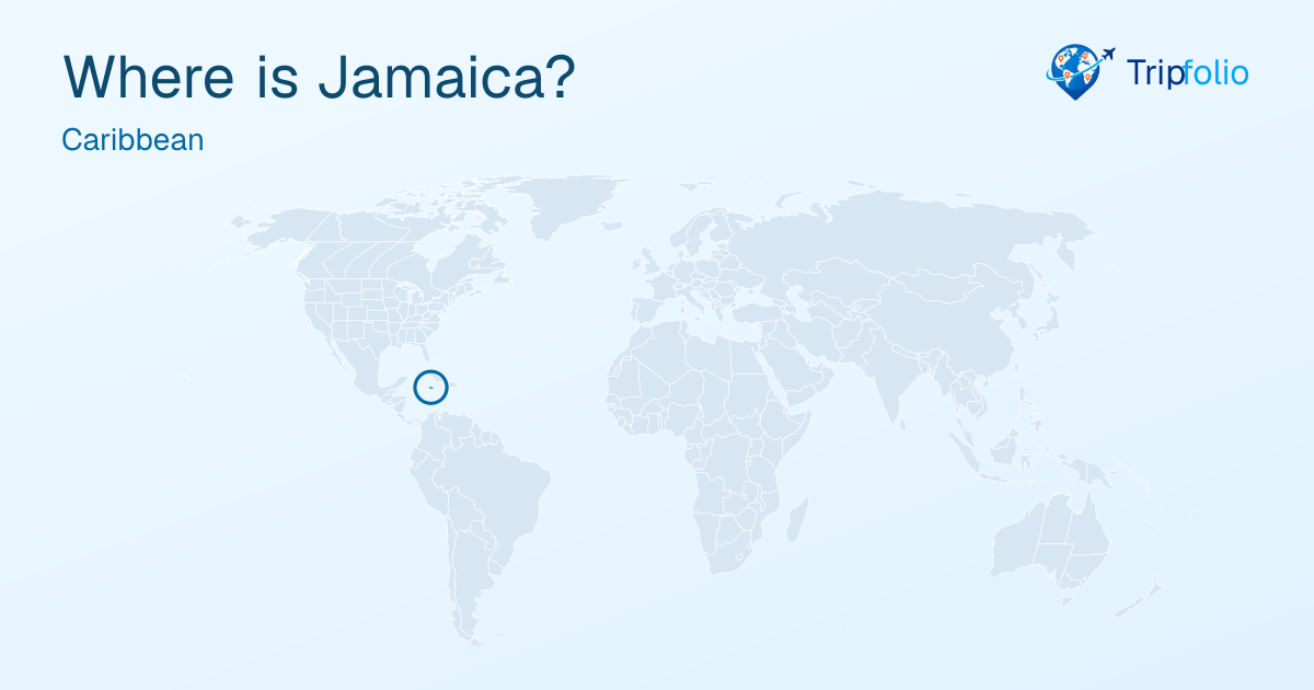 World map with Jamaica highlighted in green and circled