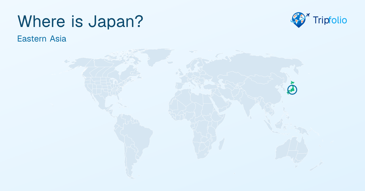World map with Japan highlighted in green and circled