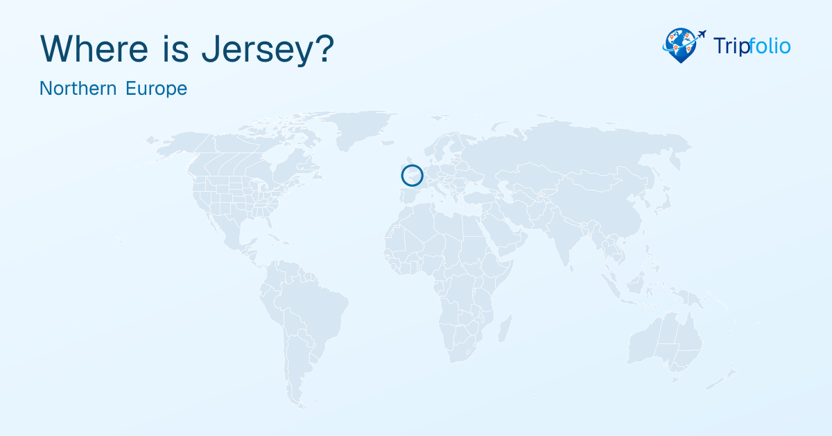 World map with Jersey highlighted in green and circled