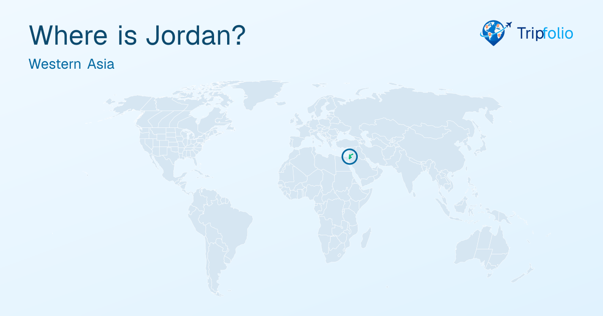 World map with Jordan highlighted in green and circled