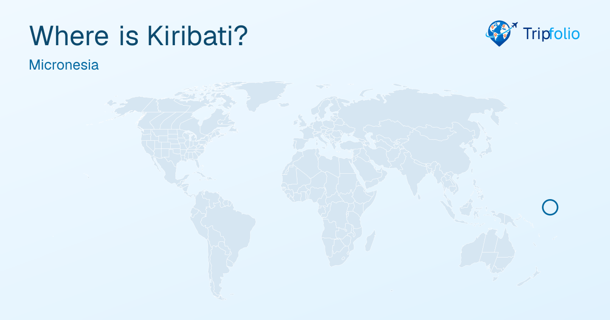 World map with Kiribati highlighted in green and circled