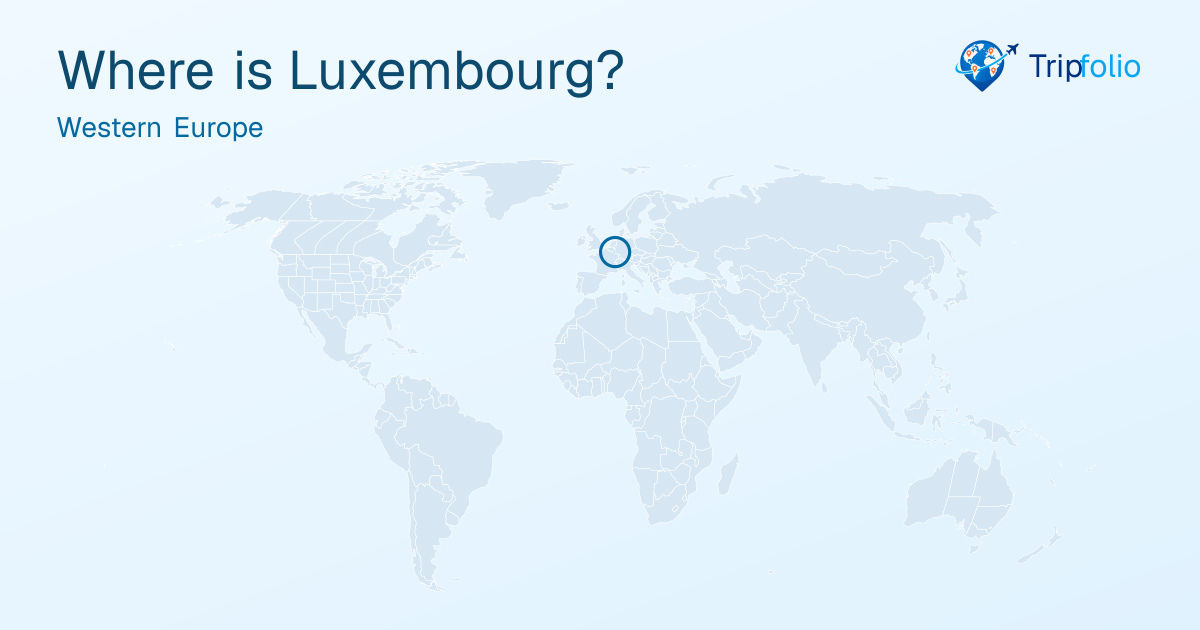 World map with Luxembourg highlighted in green and circled