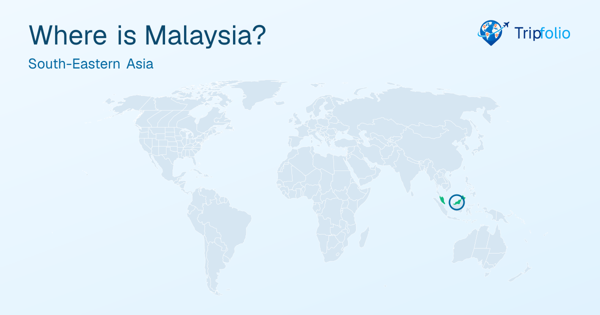 World map with Malaysia highlighted in green and circled
