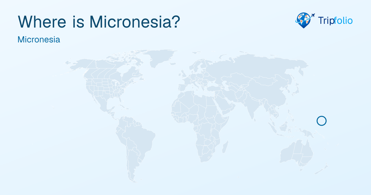 World map with Micronesia highlighted in green and circled