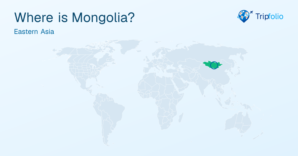 World map with Mongolia highlighted in green and circled