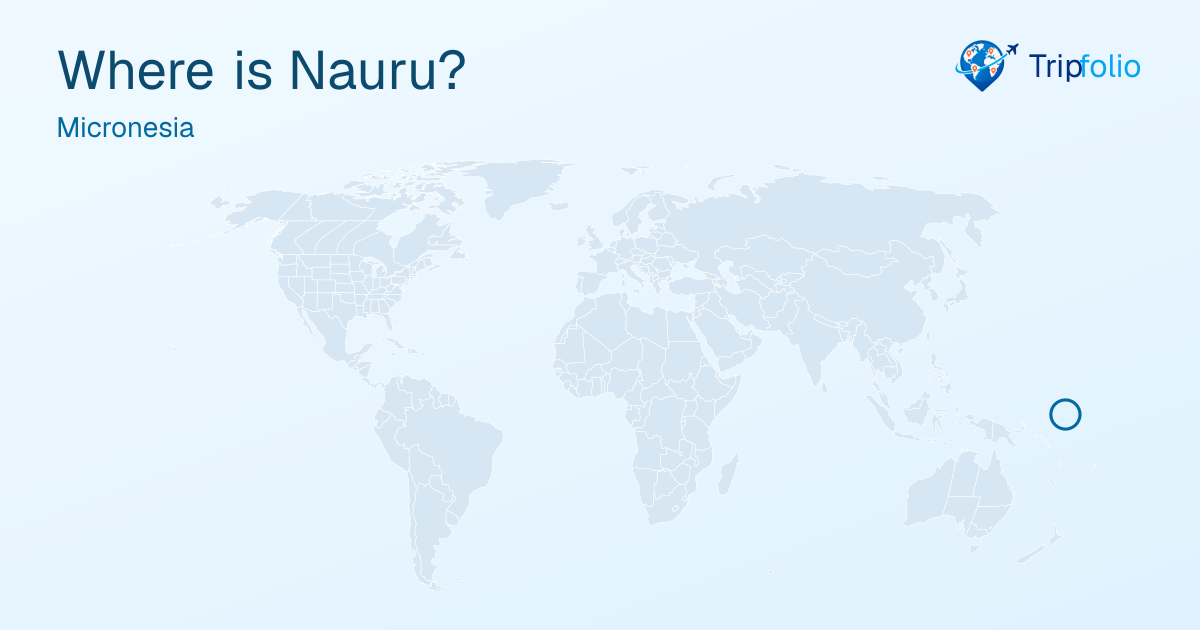 World map with Nauru highlighted in green and circled
