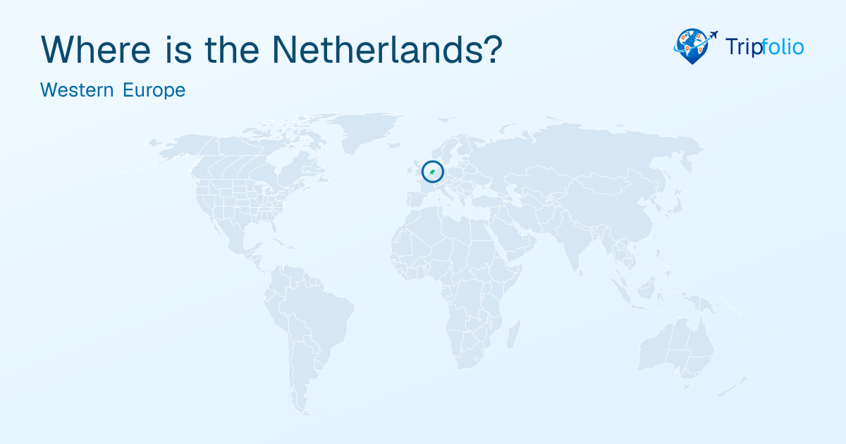 World map with the Netherlands highlighted in green and circled