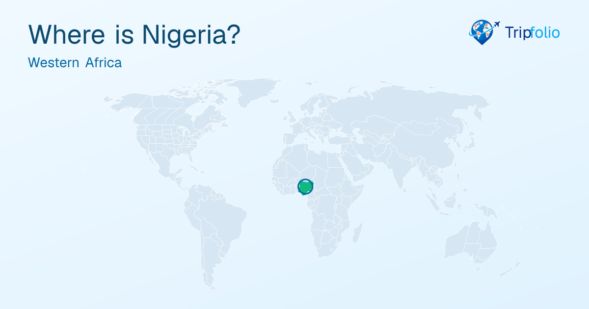 World map with Nigeria highlighted in green and circled