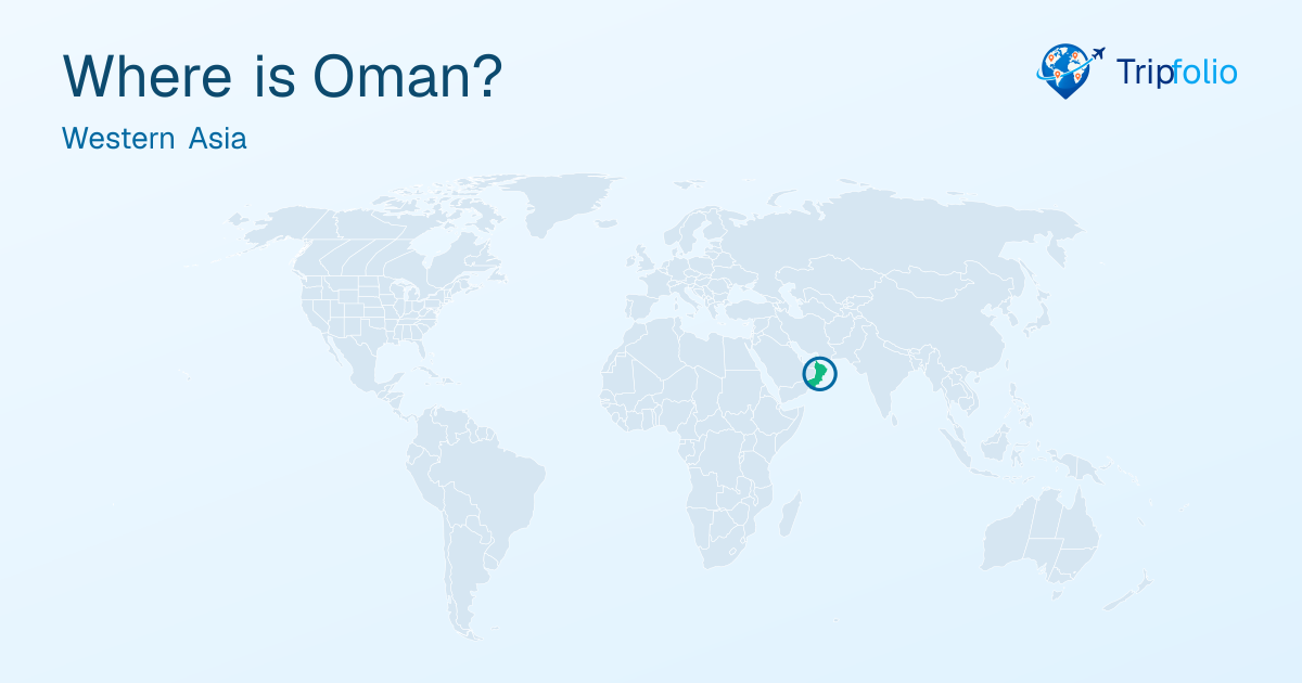 World map with Oman highlighted in green and circled