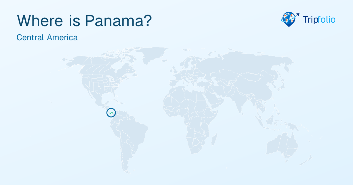 World map with Panama highlighted in green and circled