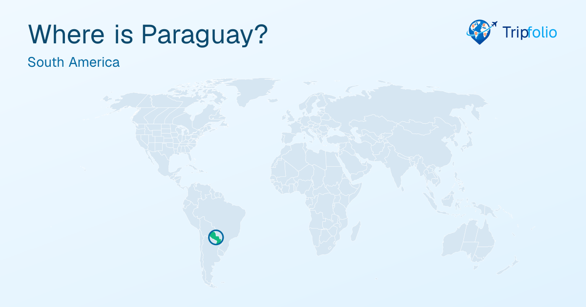 World map with Paraguay highlighted in green and circled