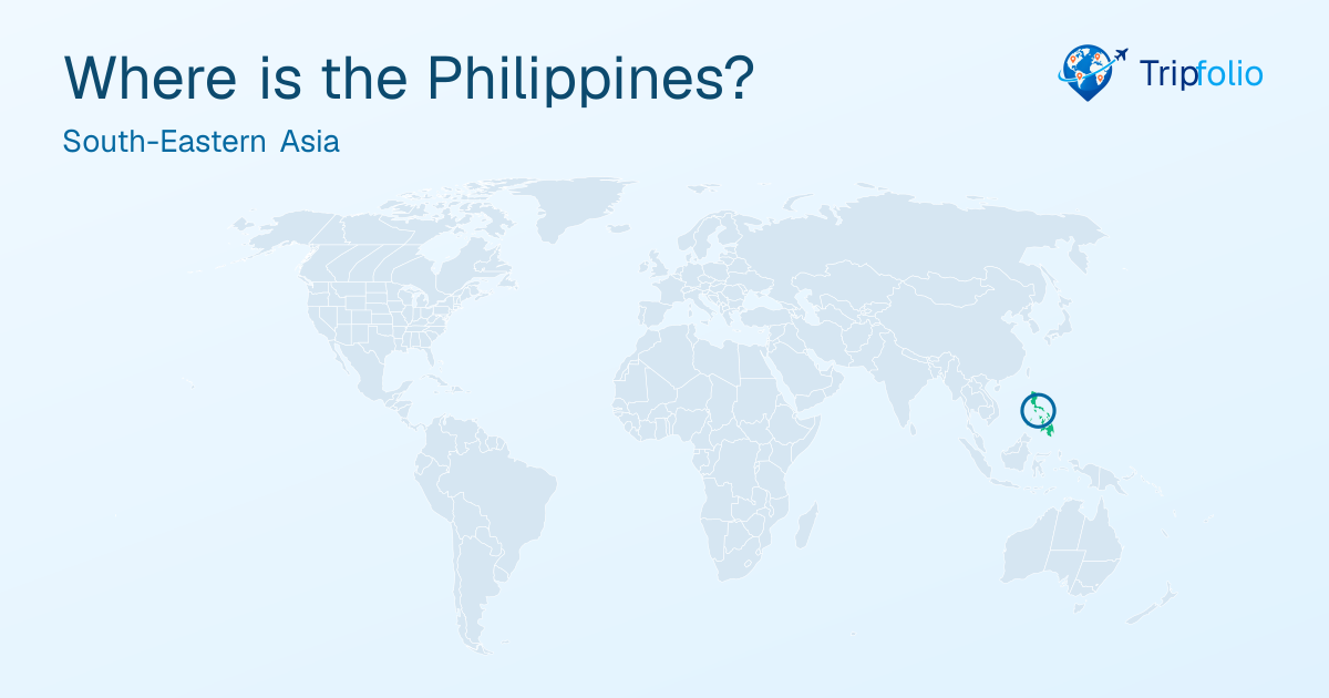 World map with the Philippines highlighted in green and circled