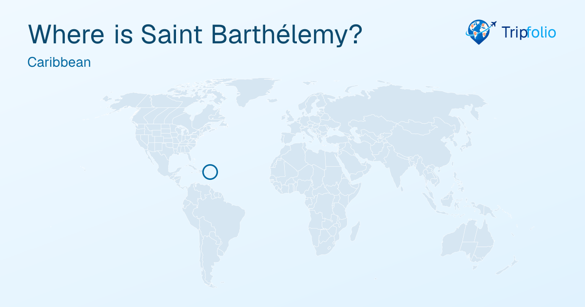 World map with Saint Barthélemy highlighted in green and circled