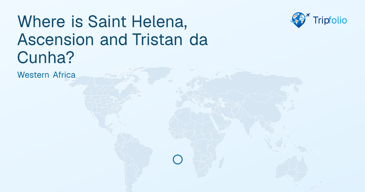 World map with Saint Helena, Ascension and Tristan da Cunha highlighted in green and circled