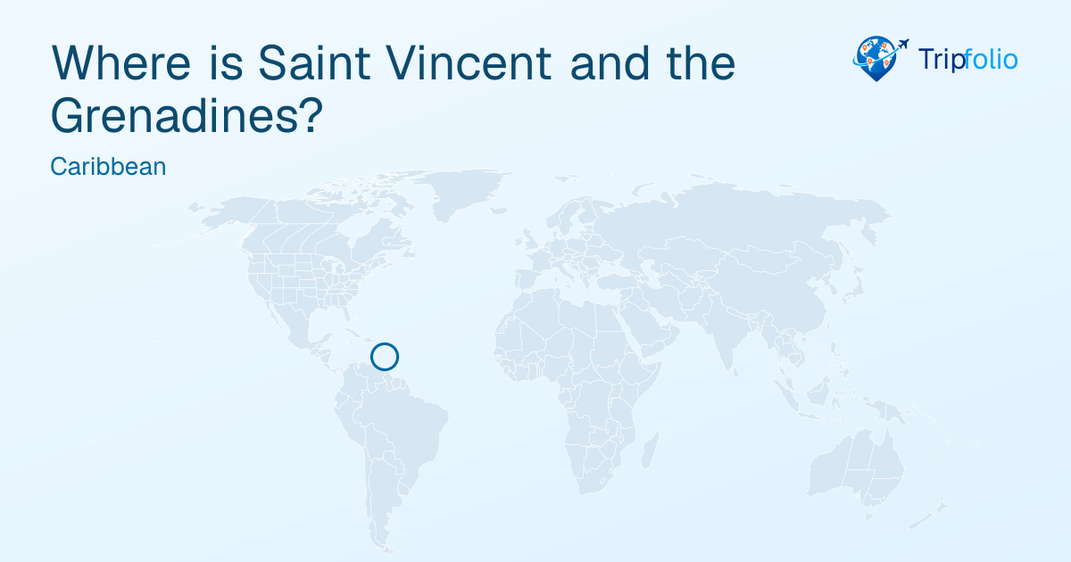 World map with Saint Vincent and the Grenadines highlighted in green and circled