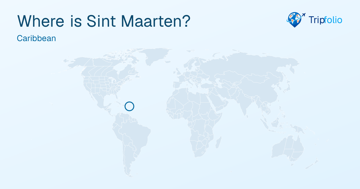 World map with Sint Maarten highlighted in green and circled