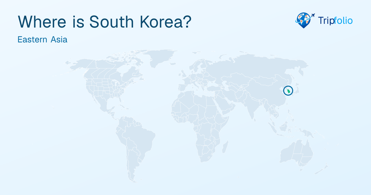 World map with South Korea highlighted in green and circled